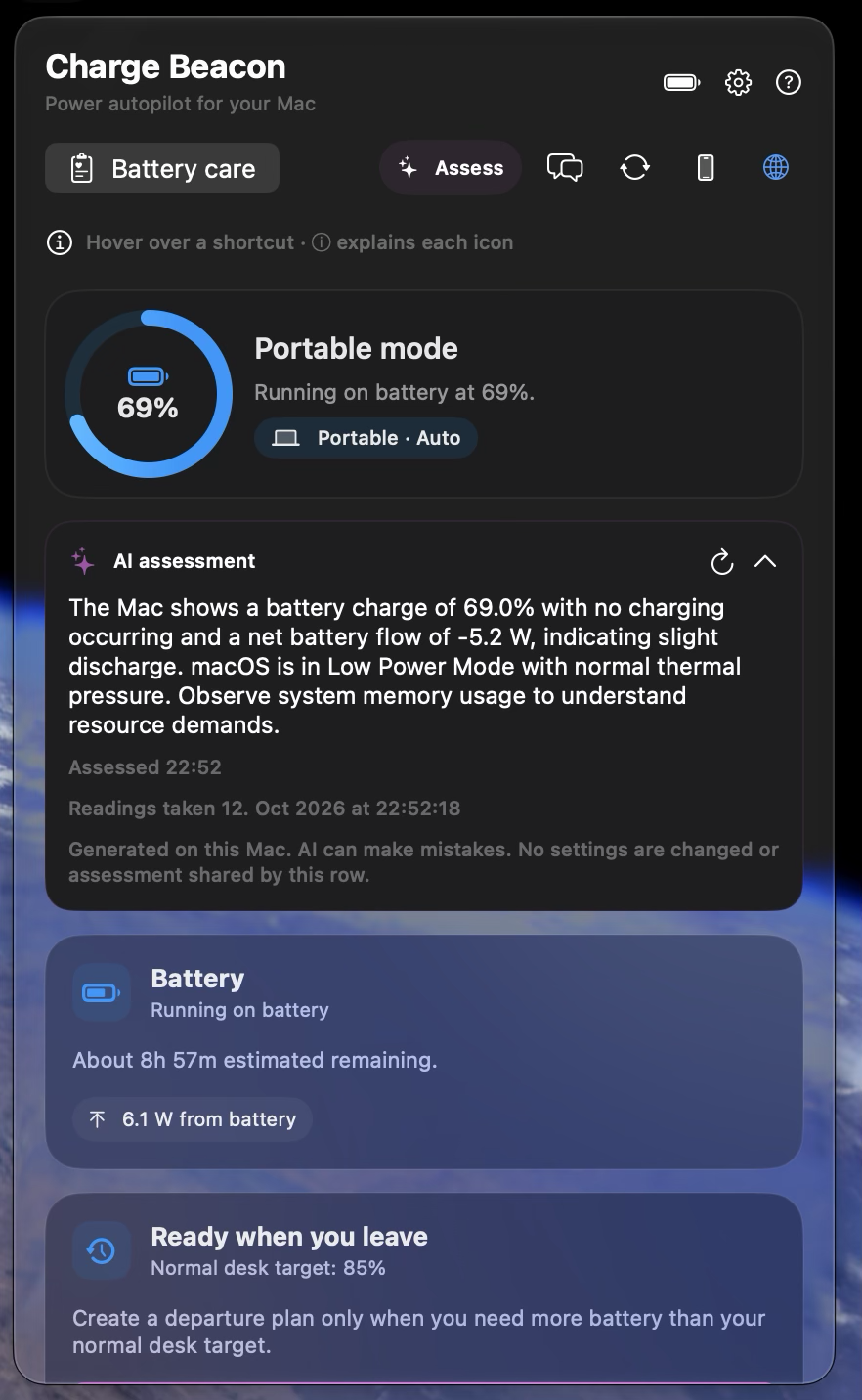 Upcoming Mac app with the AI explanation expanded and measurement time visible
